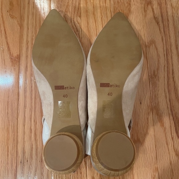 NIB Matiko Circa Peach Pointed Toe Slingback Wood Sphere Heel Shoes US 9.5 EU 40 - Picture 5 of 9